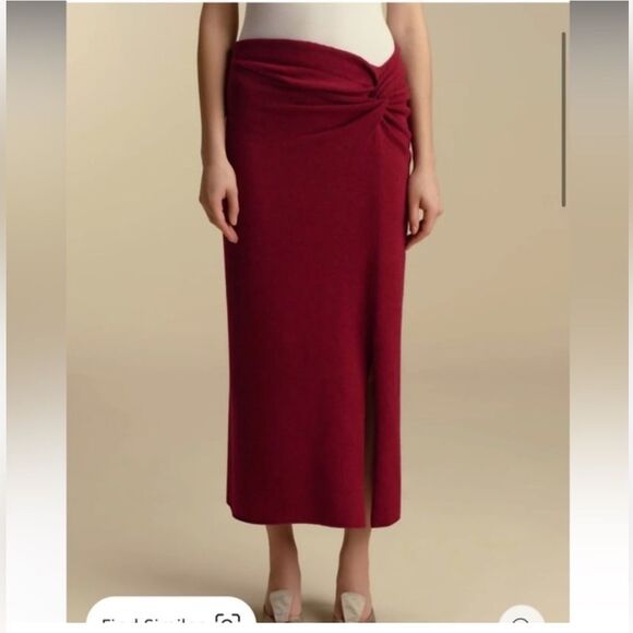 $650 MARINA MOSCONE Wool & Cashmere Twisted Slit Skirt NWT